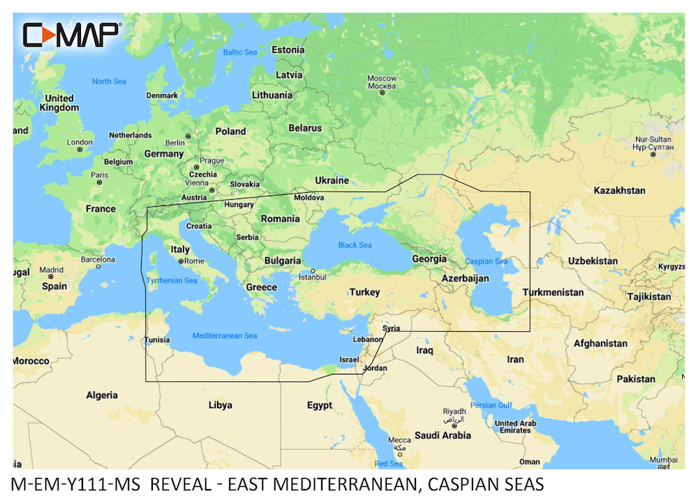 C-MAP REVEAL: M-EM-Y111-MS  East Mediterranean, Caspian Seas