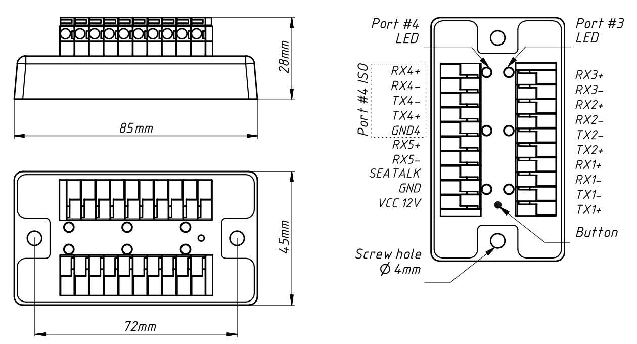 Yacht Devices NMEA 0183 Multiplexer YDNM-02 Abmessungen