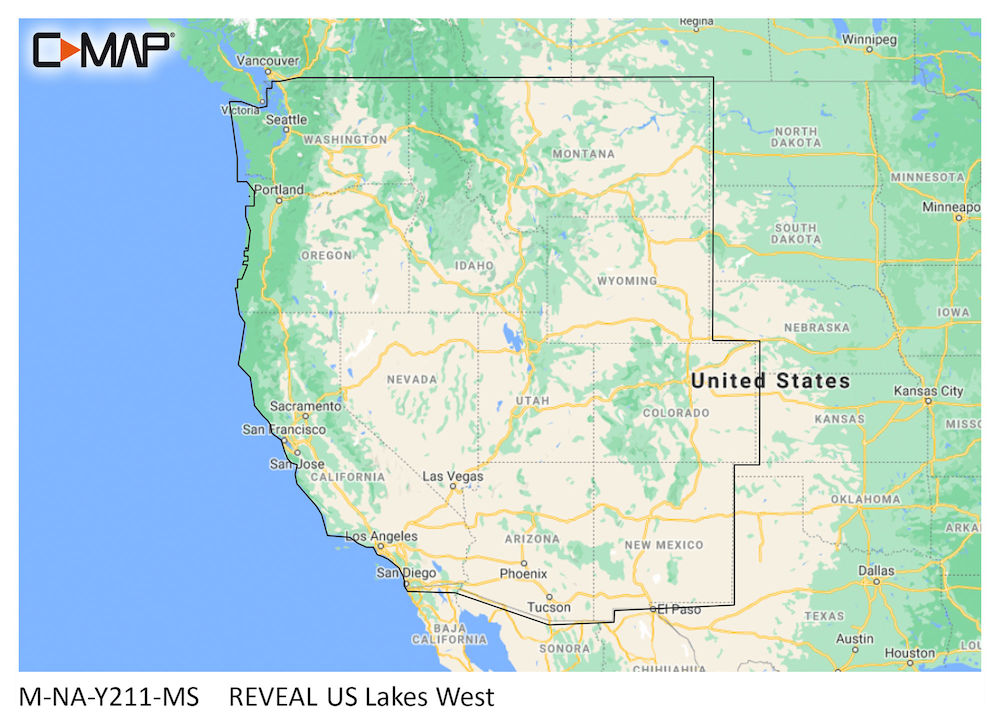 C-MAP M-NA-Y211-MS: C-MAP Reveal Inland US LAKES WEST
