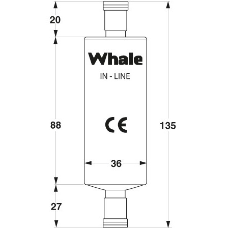 Whale Inline Verstärker Pumpe Abmessungen