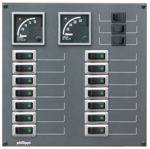 Philippi STV 214 für 14 Stromkreise mit Volt- und Amperemeter