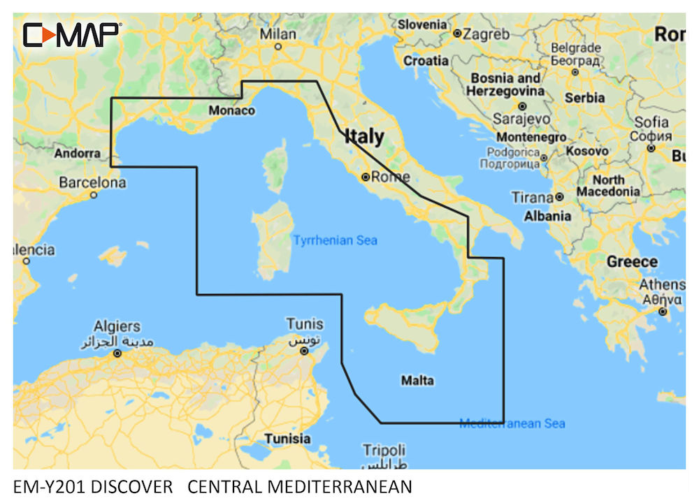 C-MAP DISCOVER:  M-EM-Y201-MS   Central Mediterranean