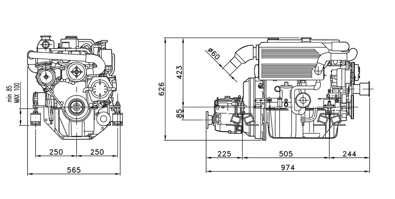 sole-schiffsdiesel-mini-62-mit-technodrive-wendegetriebe-tm345-untersetzung-2-00-1-60ps-44-11kw-4-cil-2311cm-3000-u-min-12v-lichtmachine-95a-gewicht-248kg