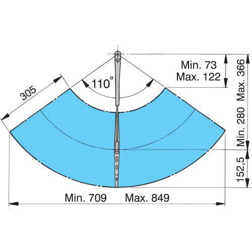 Vetus Scheibenwischer Typ ORW12SET Zeichnung 110°