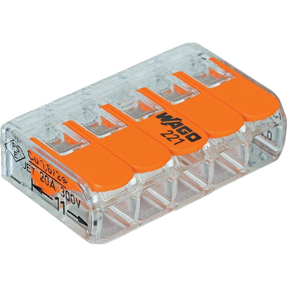 Wago Verbindungsklemme bis 4mm² 5-polig mit Hebel
