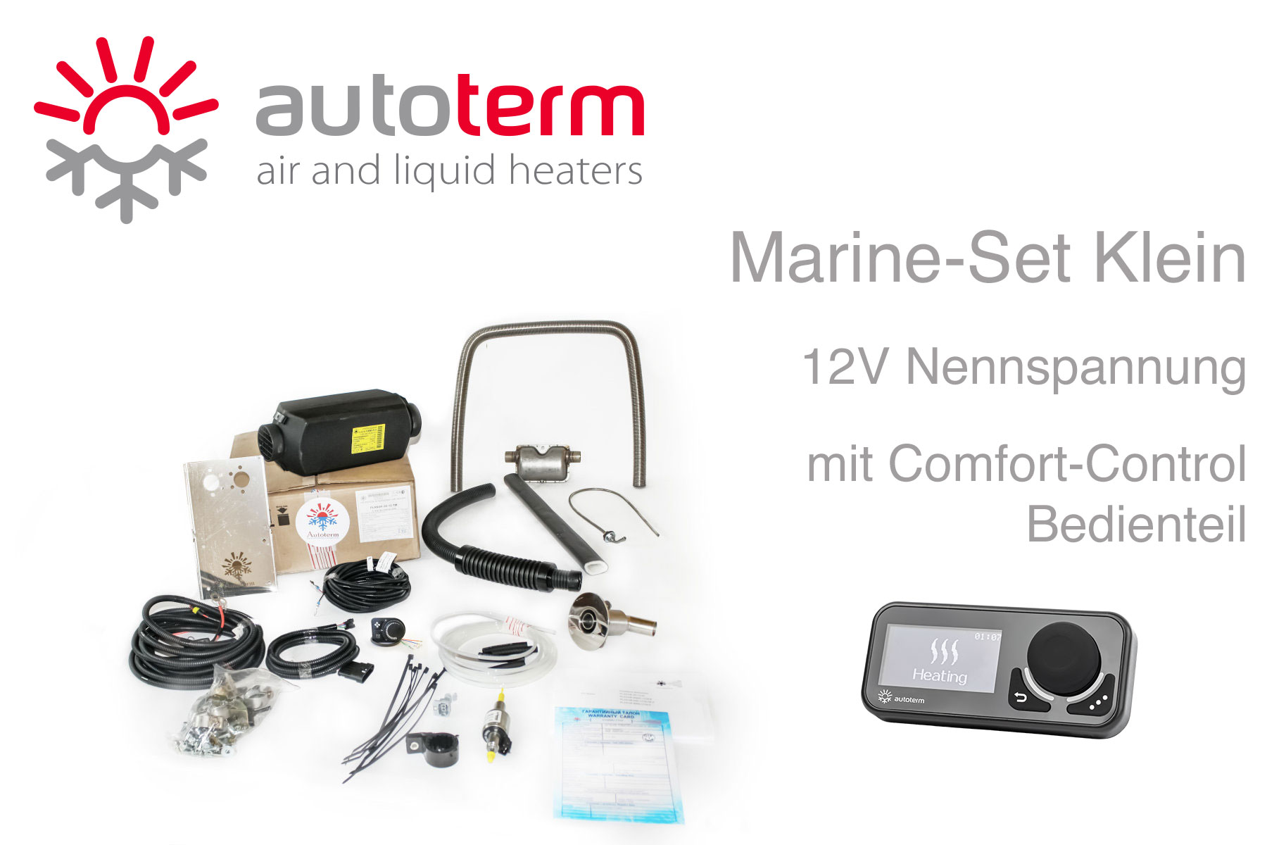 Autoterm Air 4D Diesel Warmluftheizung Marine Set klein, 12V, Comfort-Control