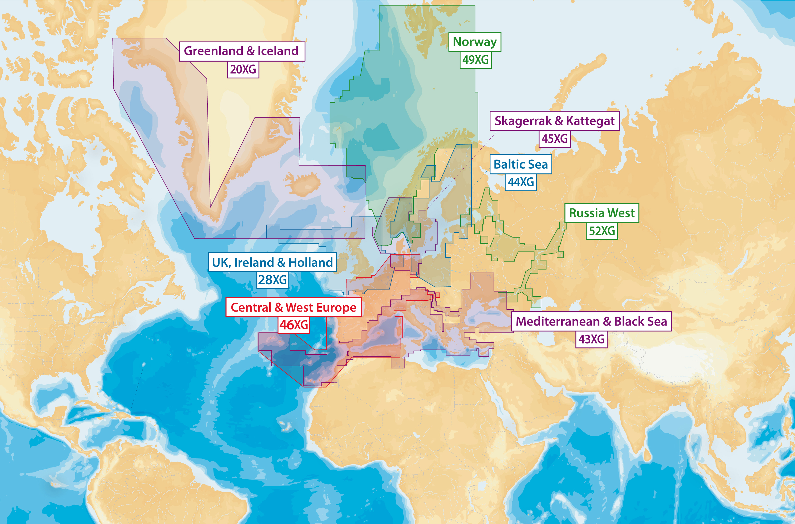 Navionics_Plus_Europa_Uebersicht Navionics + Plus Preloaded Seekartenmodul mSD/SD Karte Übersicht Europa