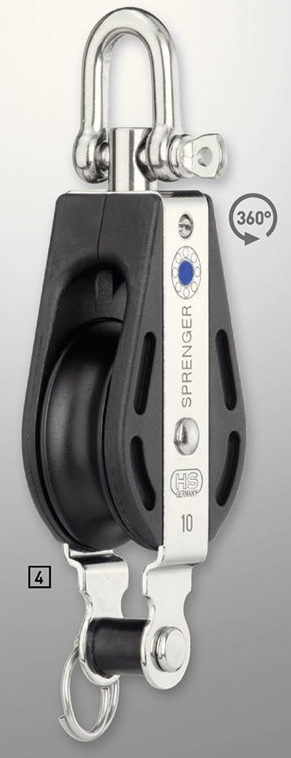 Sprenger 10mm S-Block Nadellager 1 Rolle mit Wirbel und Hundsfott