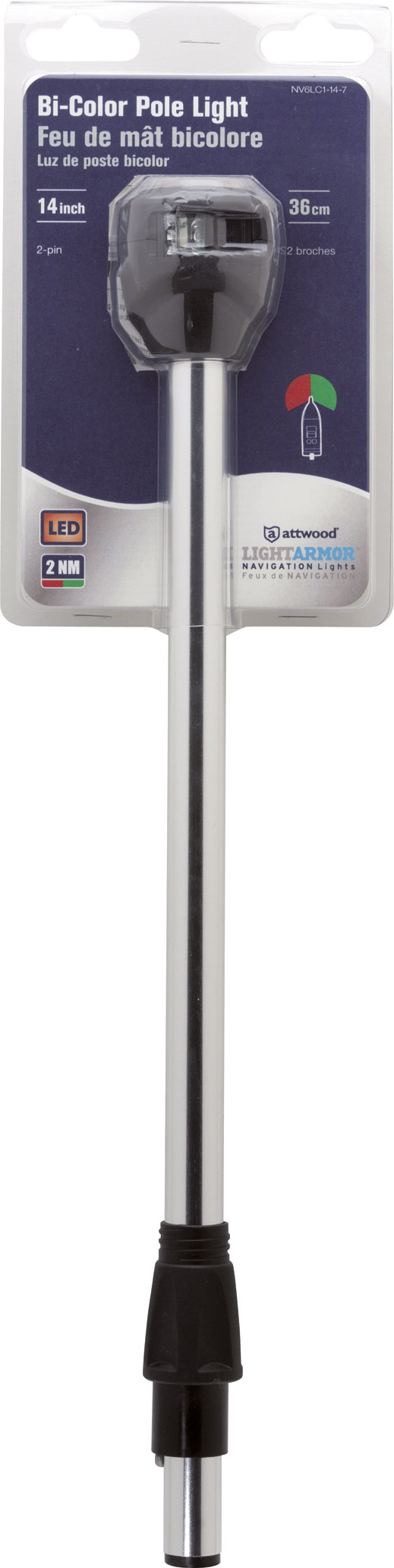 attwood Lightarmor Zweifarben Laterne auf Mast 35cm gerade