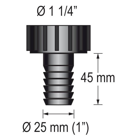 Barka Schlauchanschlussstück 1 1/4" für 25mm Schlauch