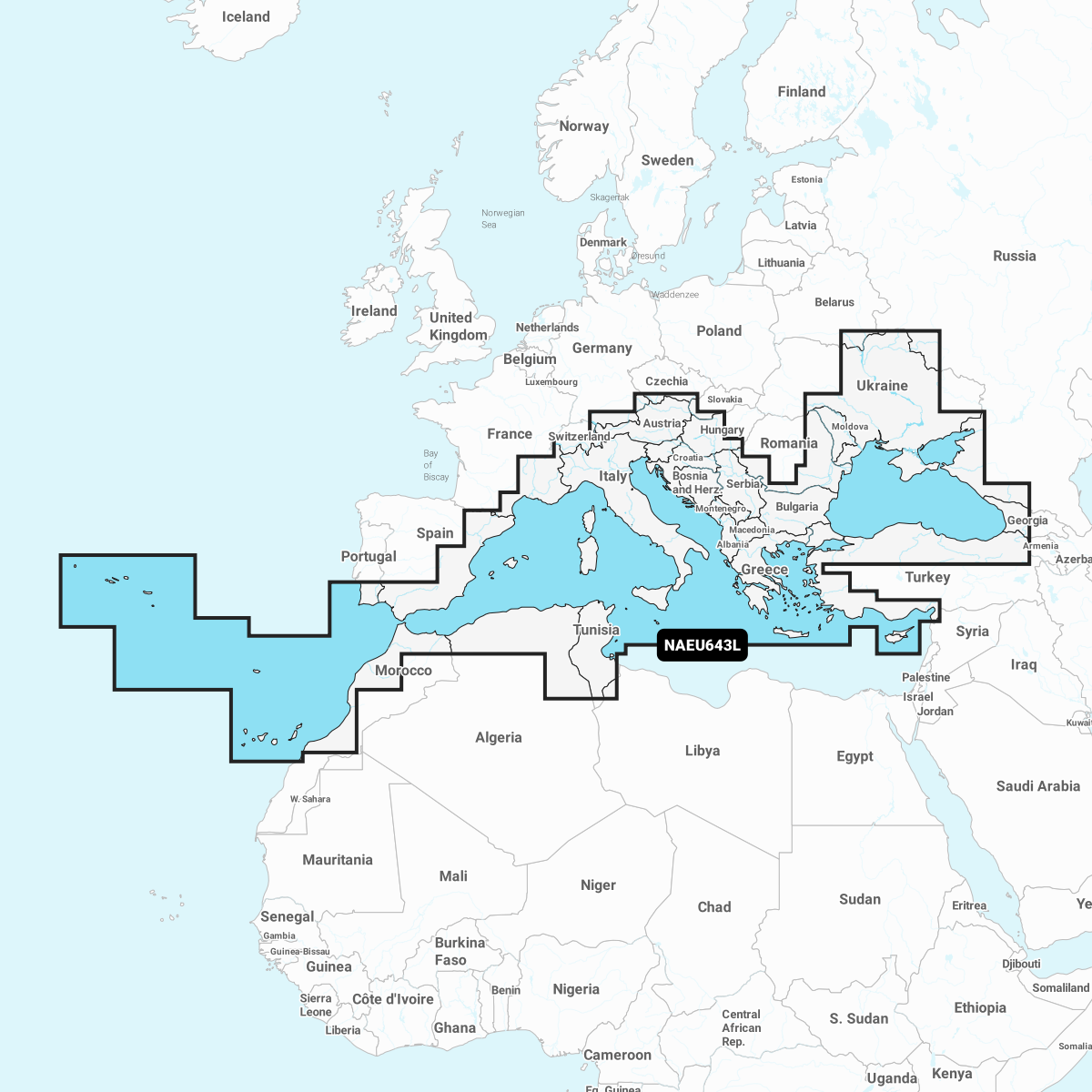 Navionics+ Seekarte Mediterranean & Black Sea (NAEU643L)