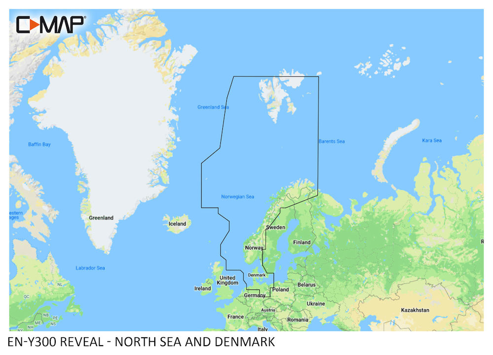 C-MAP REVEAL: M-EN-Y300-MS North Sea & Denmark